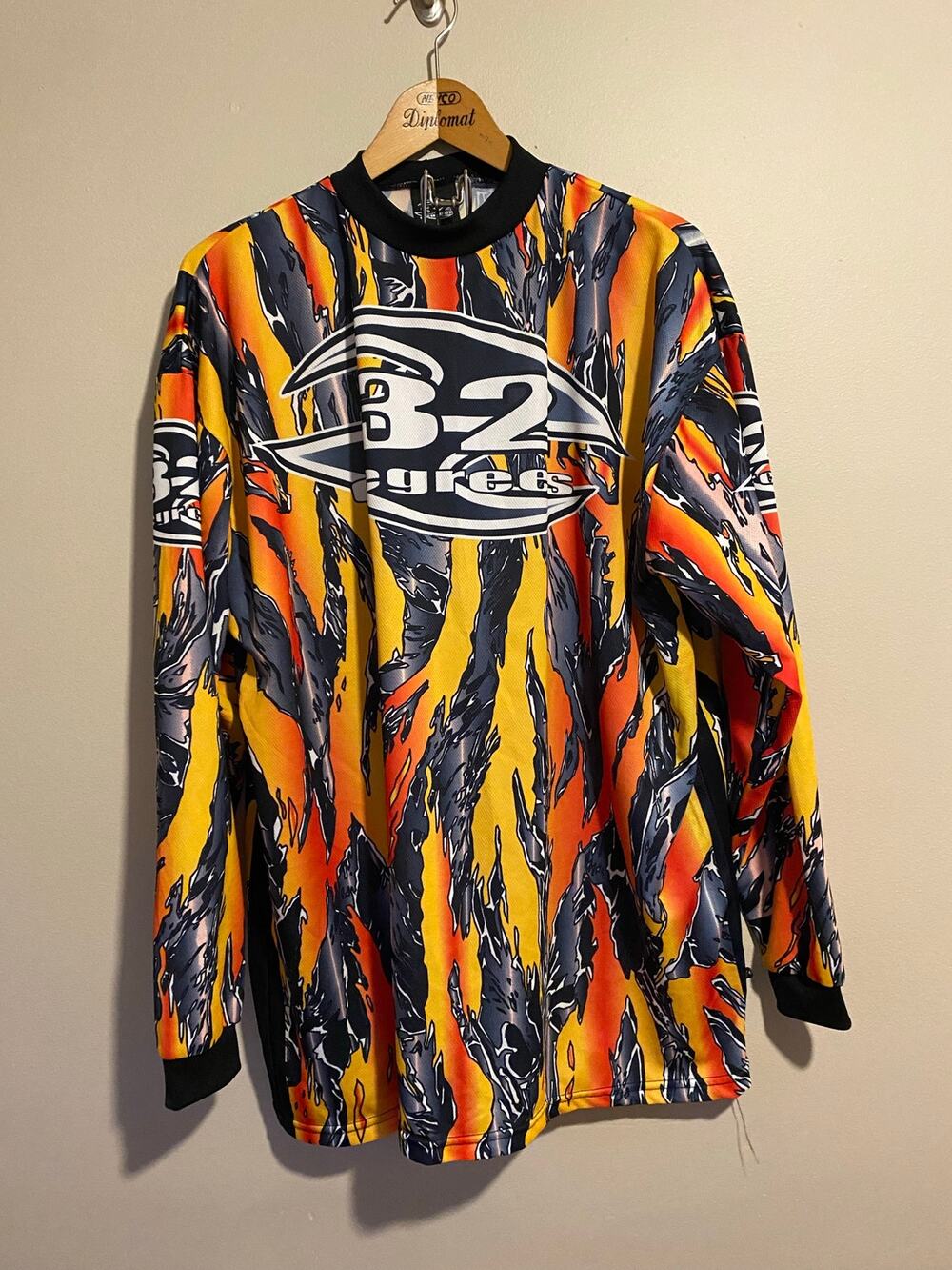 32 Degrees motocross long sleeve y2k flame metal AOP